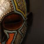 Moonlit Heritage Mask – African Beaded Wall Décor