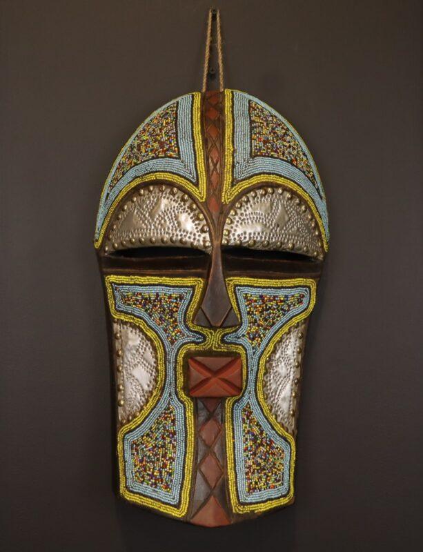 Royal Mosaic Guardian Mask – African Beaded Wall Décor dimensions guide