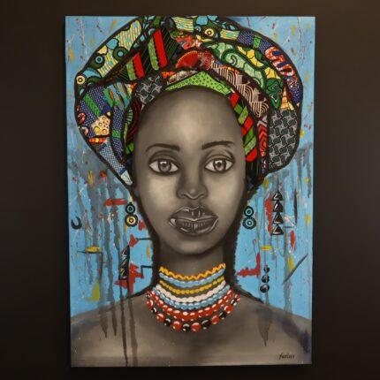 Zuri of the Blue Sky – African Woman Canvas Art