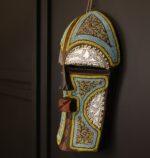 Royal Mosaic Guardian Mask – African Beaded Wall Décor