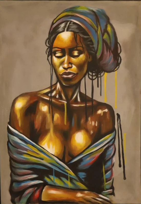 Amani in Colour – African Woman No-Frame Painting Art dimensions guide