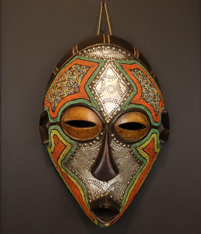 Silver Flame Mask – African Beaded Wall Décor dimensions guide