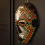 Silver Flame Mask – African Beaded Wall Décor