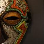 Silver Flame Mask – African Beaded Wall Décor