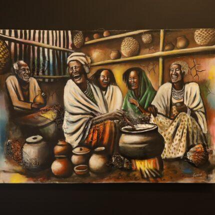 Gathering of Joy – African Family Canvas Art