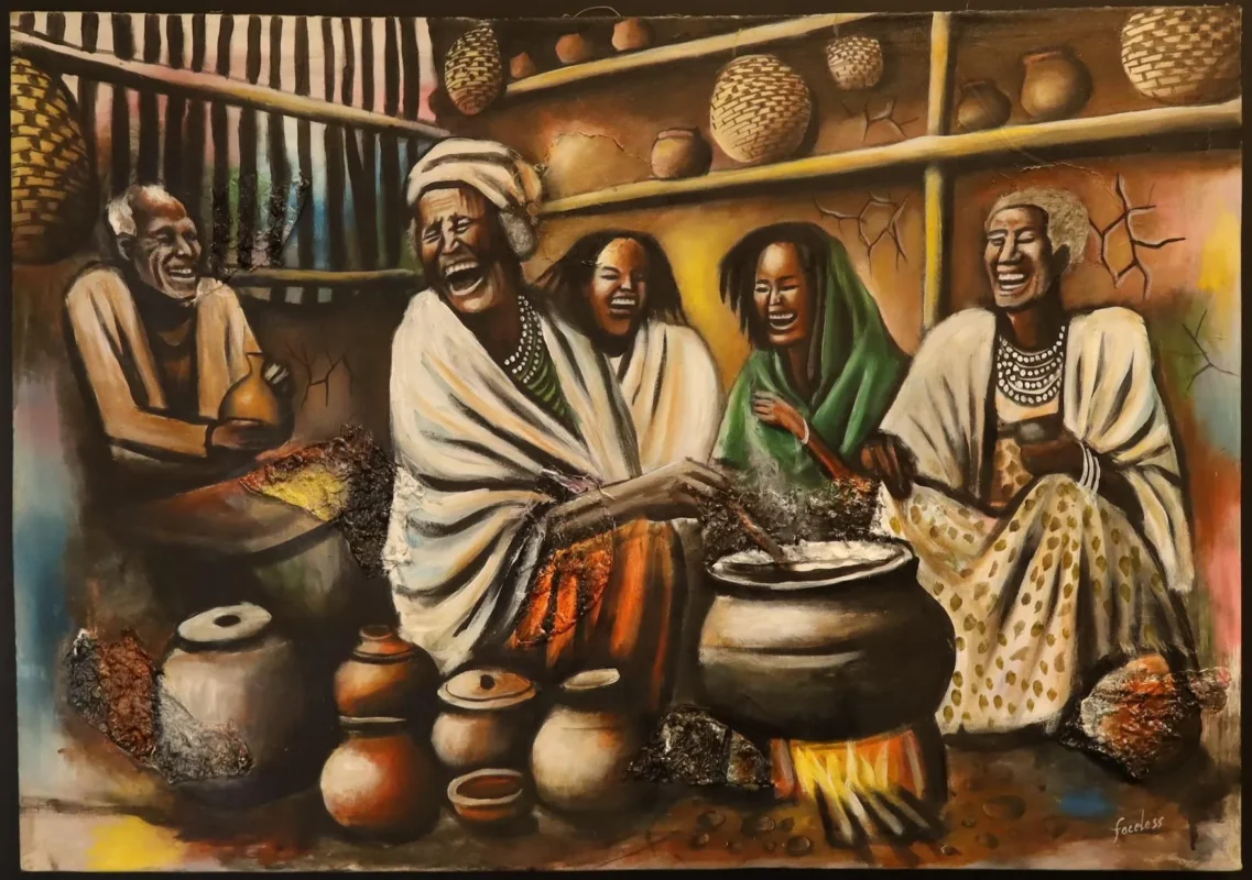 Gathering of Joy – African Family No-Frame Canvas Art dimensions guide