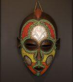 Emerald Spirit Mask – African Beaded Wall Décor