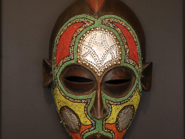 Emerald Spirit Mask – African Beaded Wall Décor