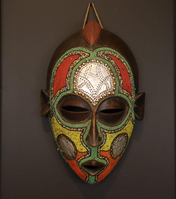 Emerald Spirit Mask – African Beaded Wall Décor dimensions guide
