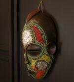 Emerald Spirit Mask – African Beaded Wall Décor