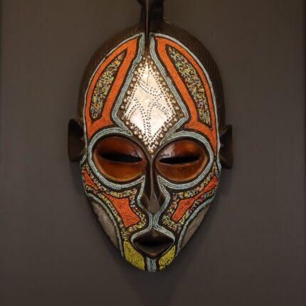 Ember Bird Spirit Mask – African Beaded Wall Décor