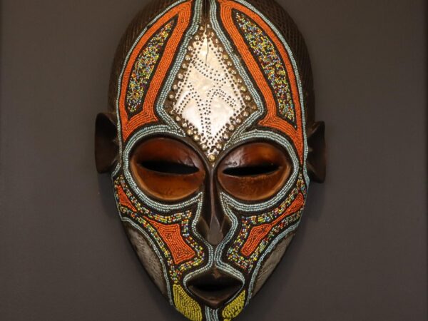 Ember Bird Spirit Mask – African Beaded Wall Décor