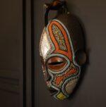 Ember Bird Spirit Mask – African Beaded Wall Décor