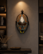 Ember Bird Spirit Mask – African Beaded Wall Décor