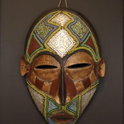 Bronze Mosaic Mask – African Beaded Wall Décor