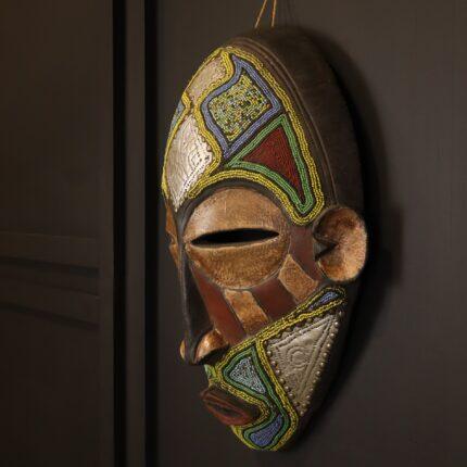 Bronze Mosaic Mask – African Beaded Wall Décor