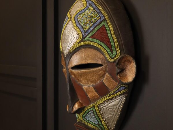 Bronze Mosaic Mask – African Beaded Wall Décor