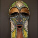 Emerald Mosaic Mask – African Beaded Wall Décor