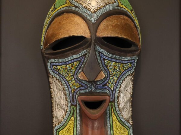 Emerald Mosaic Mask – African Beaded Wall Décor