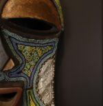 Emerald Mosaic Mask – African Beaded Wall Décor
