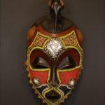 Crimson Bird Guardian Mask – African Beaded Wall Décor