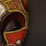 Crimson Bird Guardian Mask – African Beaded Wall Décor