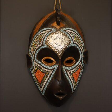 Obsidian Sky Mask – African Beaded Wall Décor
