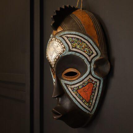 Obsidian Sky Mask – African Beaded Wall Décor