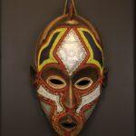 Golden Ember Mask – African Beaded Wall Décor