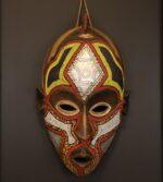 Golden Ember Mask – African Beaded Wall Décor