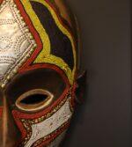 Golden Ember Mask – African Beaded Wall Décor