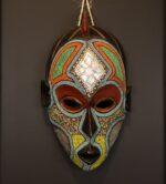 Turquoise Spirit Mask – African Beaded Wall Décor