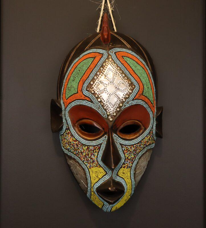 Turquoise Spirit Mask – African Beaded Wall Décor dimensions guide