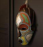 Turquoise Spirit Mask – African Beaded Wall Décor