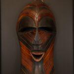 Chevron Harmony Mask – Handcrafted African Wooden Wall Décor