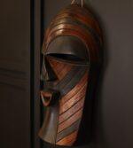 Chevron Harmony Mask – Handcrafted African Wooden Wall Décor