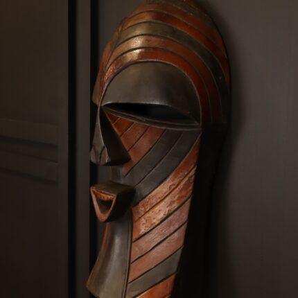 Chevron Harmony Mask – Handcrafted African Wooden Wall Décor