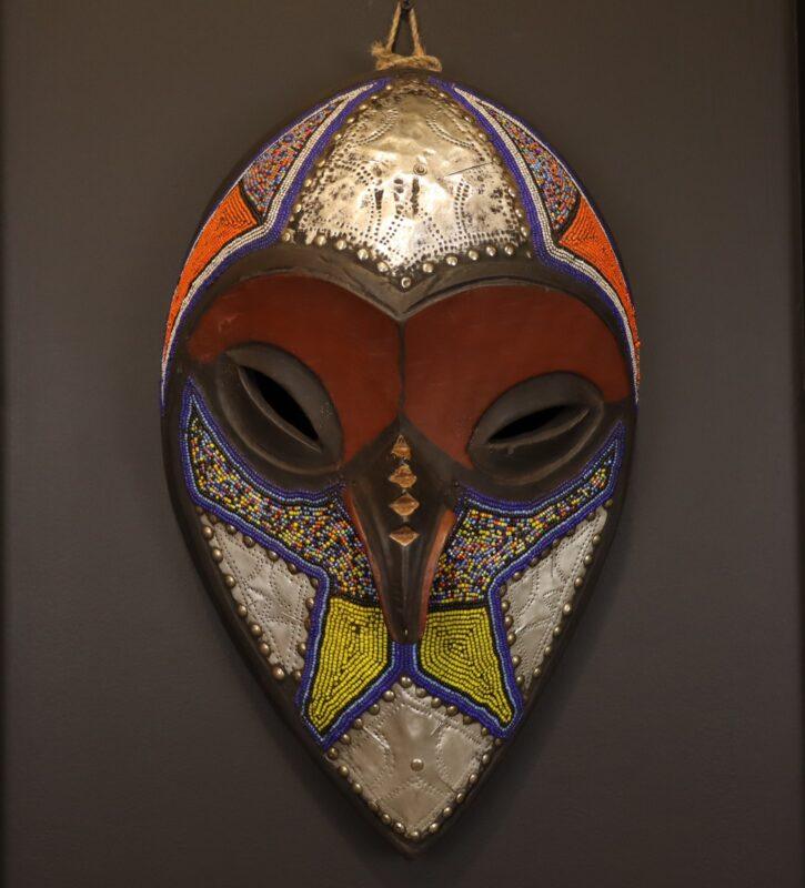 Royal Owl Spirit Mask – African Beaded Wall Décor dimensions guide