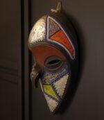 Royal Owl Spirit Mask – African Beaded Wall Décor