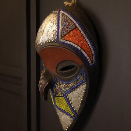 Royal Owl Spirit Mask – African Beaded Wall Décor