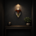 Royal Owl Spirit Mask – African Beaded Wall Décor