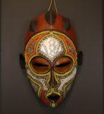 Sun Crown Spirit Mask – African Beaded Wall Décor