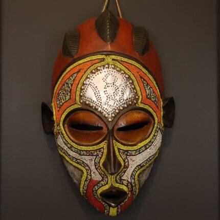 Sun Crown Spirit Mask – African Beaded Wall Décor