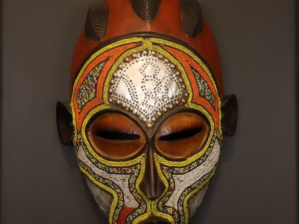Sun Crown Spirit Mask – African Beaded Wall Décor
