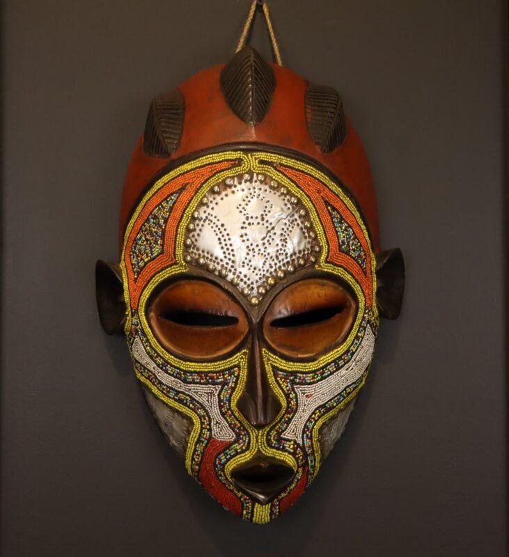 Sun Crown Spirit Mask – African Beaded Wall Décor dimensions guide