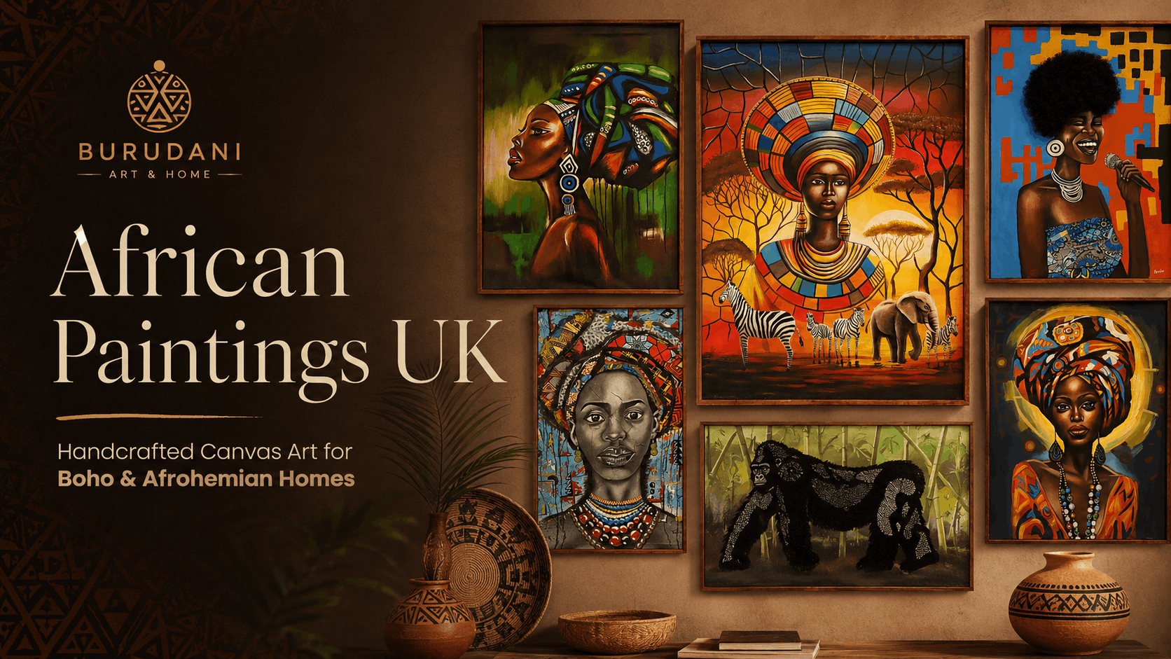African Paintings UK: Handcrafted Canvas & Textile Wall Art for Boho And Afrohemian Homes